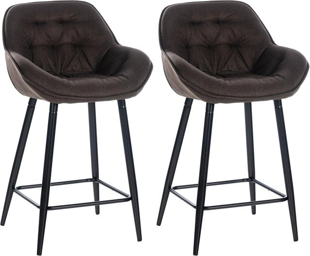 DELUKE 2er Set Barhocker KUTOR aus Stoff in Braun mit Lehne, moderne Tresenhocker für die Küche, B/T/H: 54 x 57,5 x 93,5 cm - Bild 1