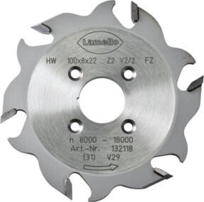 Lamello Nutfräser in Silber Ø100 x 8 x Ø22 mm mit Hartmetall Schneiden Z2+V4 NL 4 - Bild 1