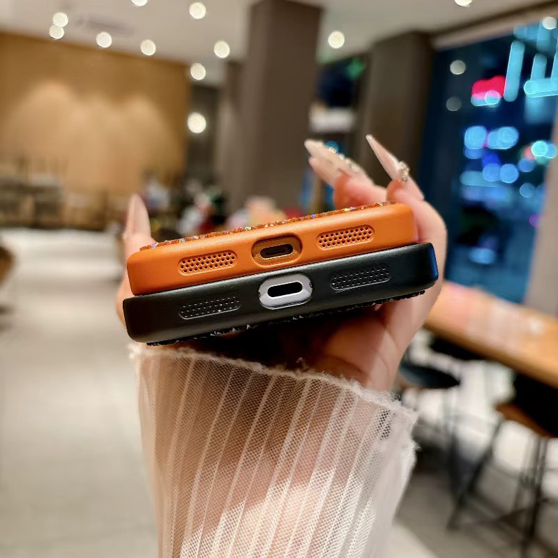 Glitzernde Handyhülle mit Kameraschutz für iPhone 18 17 16 15 14 13 Pro Max in Orange von CHUBAN - Bild 3