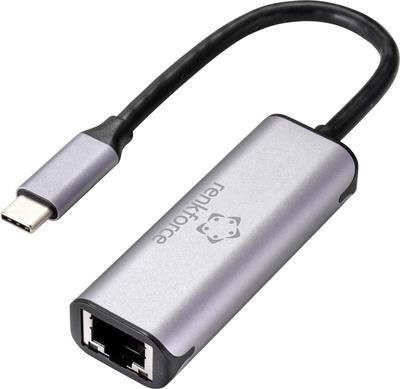 Renkforce USB-C zu RJ45 Netzwerk Adapter in Grau mit 1 Gbit/s Ethernet/LAN Anschluss - Bild 1