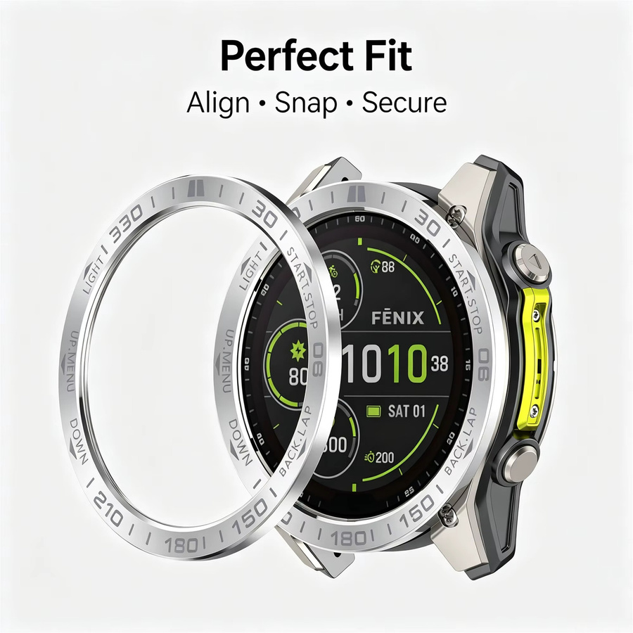 AKBNSTED Uhrenarmband Metallring-Lünette für Garmin Fenix 8, Edelstahl, Black Red, Unisex - Bild 2