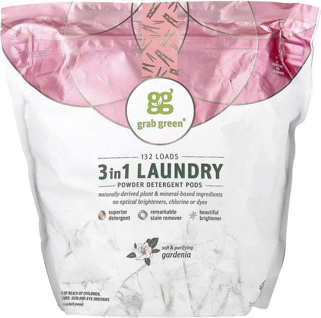 Grab Green 3-in-1 Waschmittel-Pods Gardenien-Duft, Pink, 2,112 kg (132 Ladungen) - Bild 1