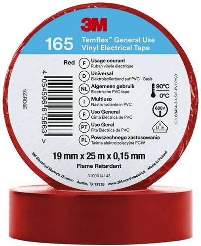 3M Temflex 165 Isolierband Rot Breite: 19 mm, Länge: 25 m - Bild 1