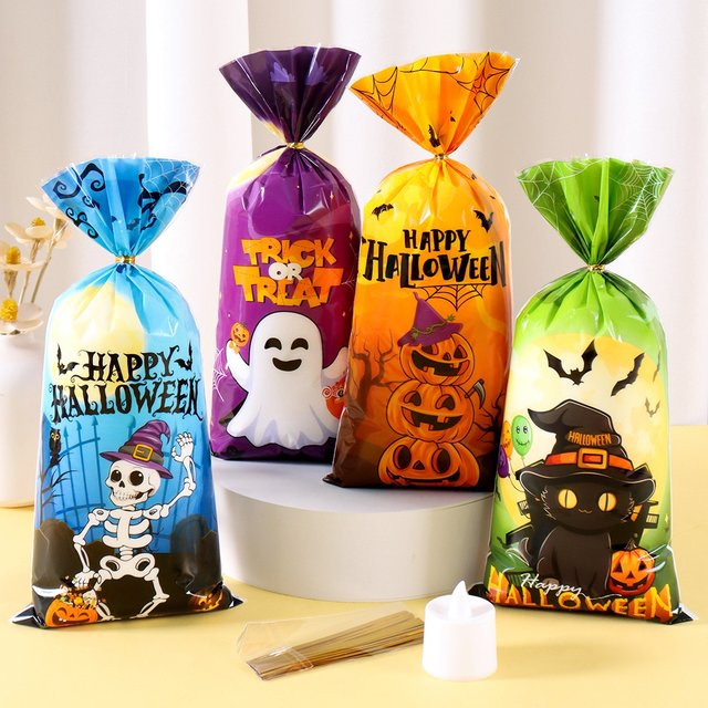 Halloween Süßigkeitenbeutel mit Geister- und Kürbis-Motiven für Party-Geschenke, Mehrfarbig, Kunststoff - Bild 1
