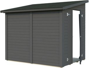 PALMAKO Gerätehaus Mia aus Fichtenholz in Grau mit Pultdach und Doppeltür, B/T/H: 244 x 178 x 210 cm - Bild 1