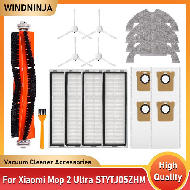 WINDNINJA Zubehör-Set für Xiaomi Mi Robot Vacuum-Mop 2 Ultra mit Hauptbürste, Seitenbürste, HEPA-Filter, Wischmopp und Staubbeutel STYTJ05ZHMHW - Bild 1
