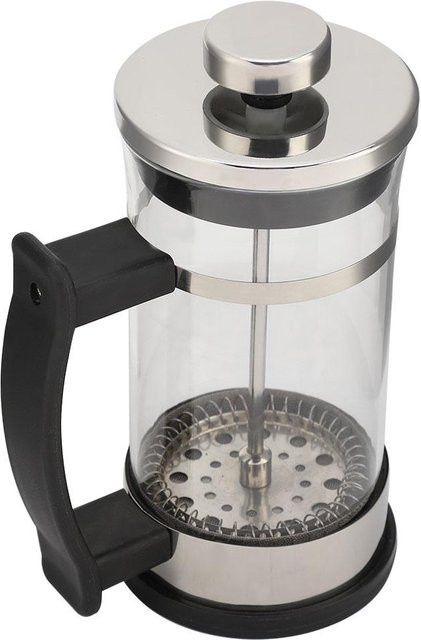 mfySpace French Press Kaffeekanne und Teebereiter aus Edelstahl und Glas in Schwarz und Silber - Bild 1