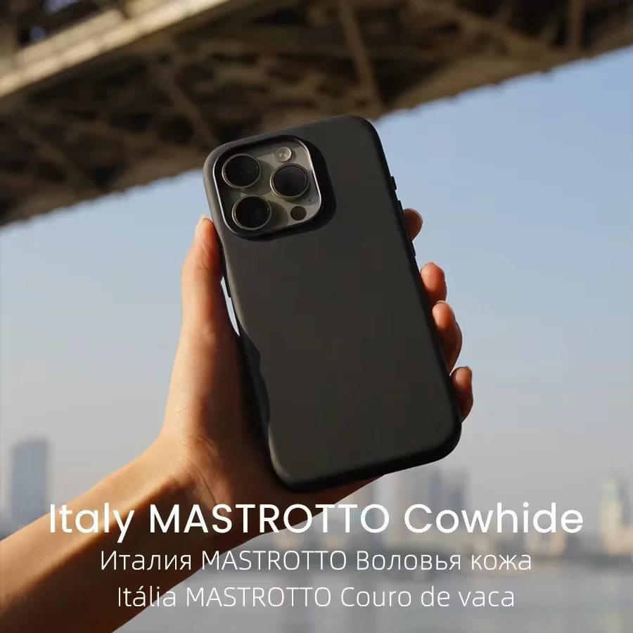 YMW Premium Nappahülle aus echtem Leder für iPhone 15 14 13 Pro Max in Braun mit magnetischem Supercar-Design - Bild 1
