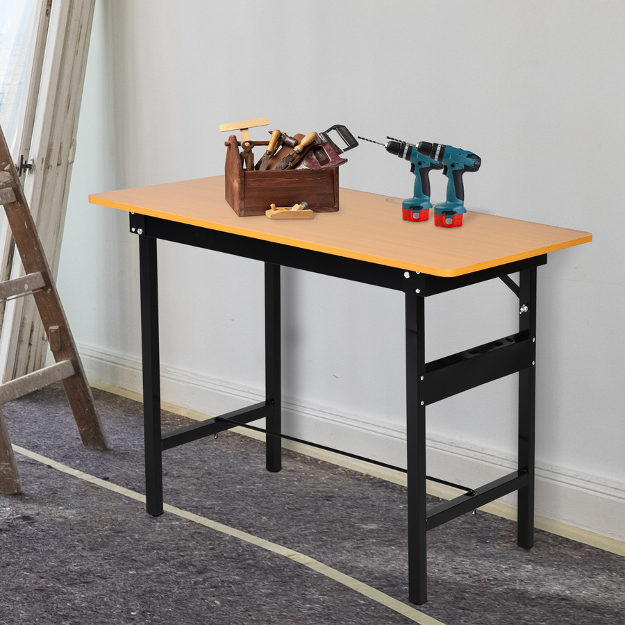 HOMCOM Werkbank Klapptisch aus Stahl und MDF, Gelb-Schwarz, B: 100 cm, T: 60 cm, H: 75,5 cm - Bild 2