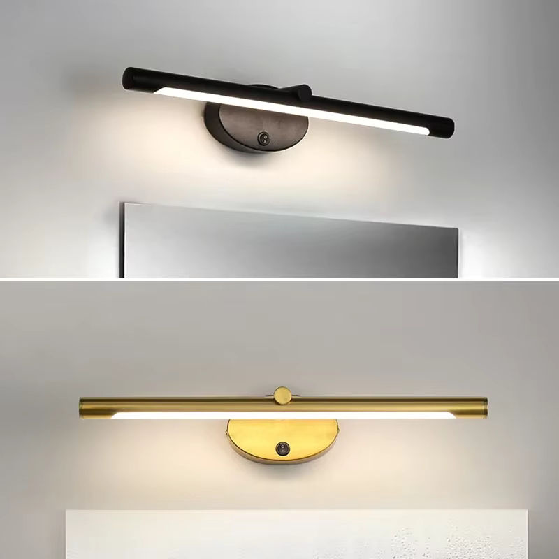 L-MANG LED Badezimmer-Wandleuchte mit Touch-Schalter, minimalistische lineare Spiegelleuchte für Badezimmer und Schlafzimmer in Weiß oder Gold/Messing - Bild 2