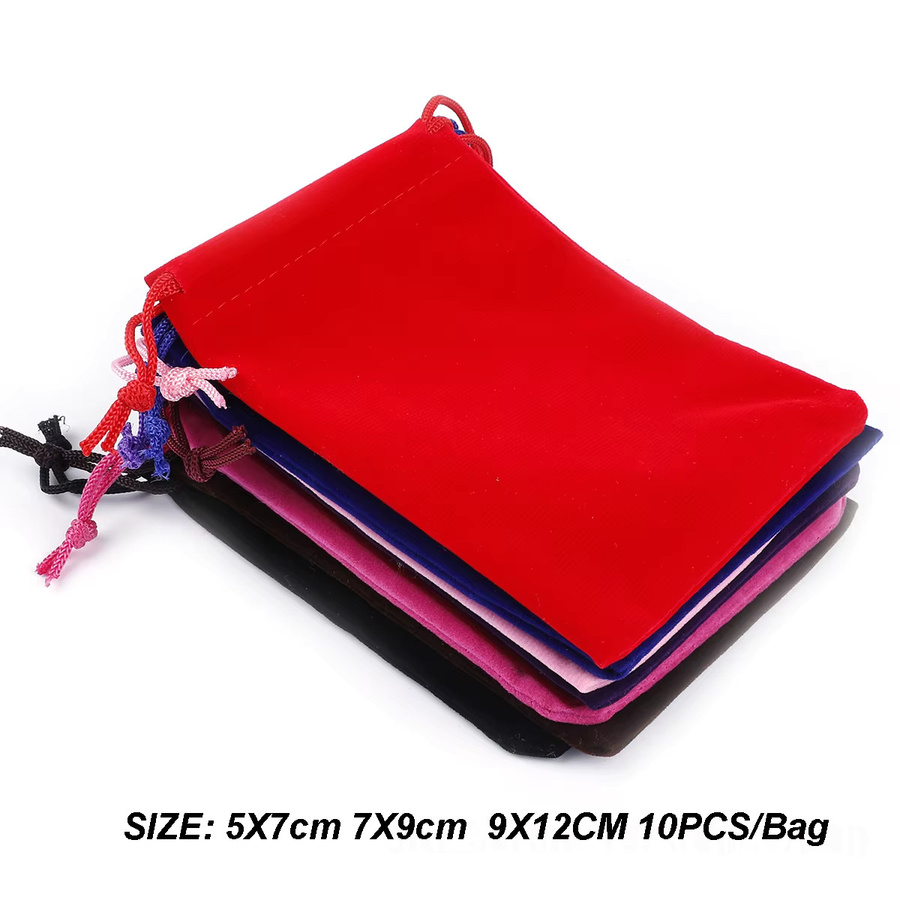 Beadia Samtbeutel mit Kordelzug für Schmuck und Geschenke, 10 Stück, B/T/H: 5 x 7 cm, 7 x 9 cm und 9 x 12 cm - Bild 4