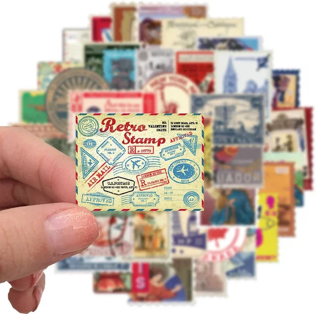 GOGOTU Vintage Retro Reise Stempel Aufkleber, 50-teiliges Set, multicolour - Bild 1