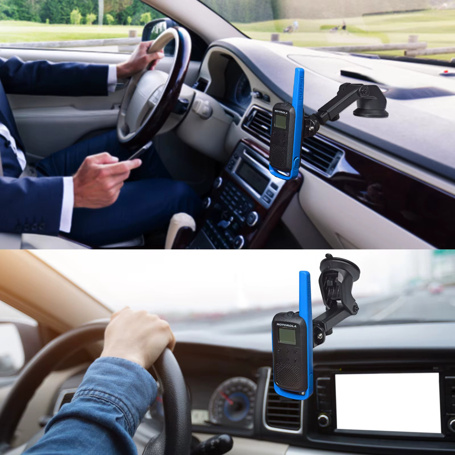 YNIBST Tragbares Walkie-Talkie mit Saugnapf-Autohalterung, Handradio mit Lautsprecher und Mikrofonhalter, Farbe: Schwarz - Bild 3
