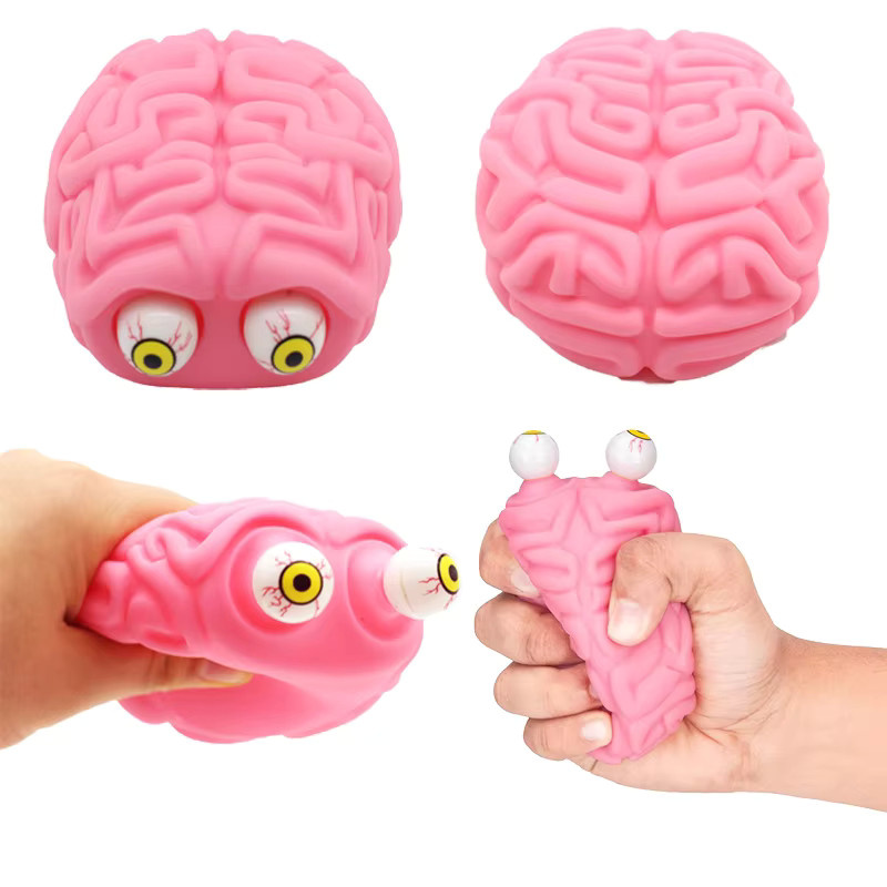 Soulbao Anti-Stress Flippy Brain Eye Squeeze Fidget Toy in Pink zur sensorischen Beruhigung für Kinder mit ADHS und Autismus - Bild 2