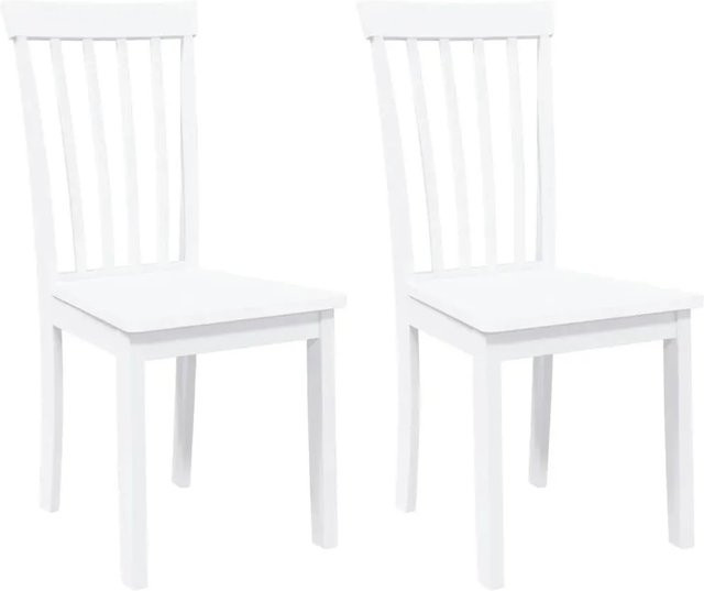 Set aus 2 vidaXL Esszimmerstühlen aus weiß lackiertem Gummibaum-Massivholz - Bild 1