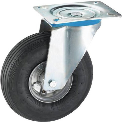 Dörner + Helmer Lenkrolle 741125 aus verzinktem Stahl, Farbe: Grau, Rad-Durchmesser: 260 mm, Tragfähigkeit: 200 kg - Bild 1