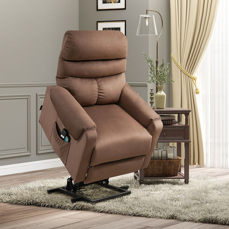 HOMCOM Fernsehsessel elektrischer Aufstehsessel mit Massagefunktion und Heizung in Hellbraun, B/T/H: 79 x 97 x 103 cm - Bild 2