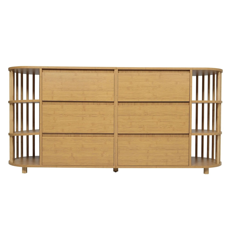 okwish Kommode mit 6 Schubladen und Bambus Regalen in Natur, B/T/H: 160 x 40 x 75 cm - Bild 2