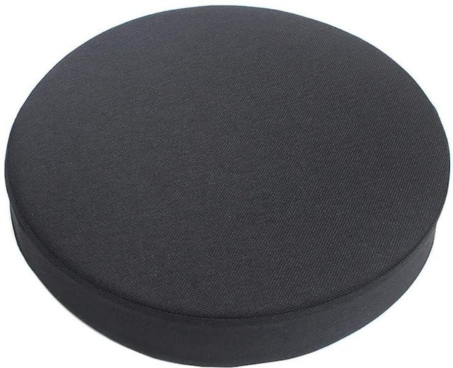 Rundes Sitzkissen aus Leinen in Schwarz mit Memory-Foam und abnehmbarem Bezug, Durchmesser: 35 cm - Bild 1