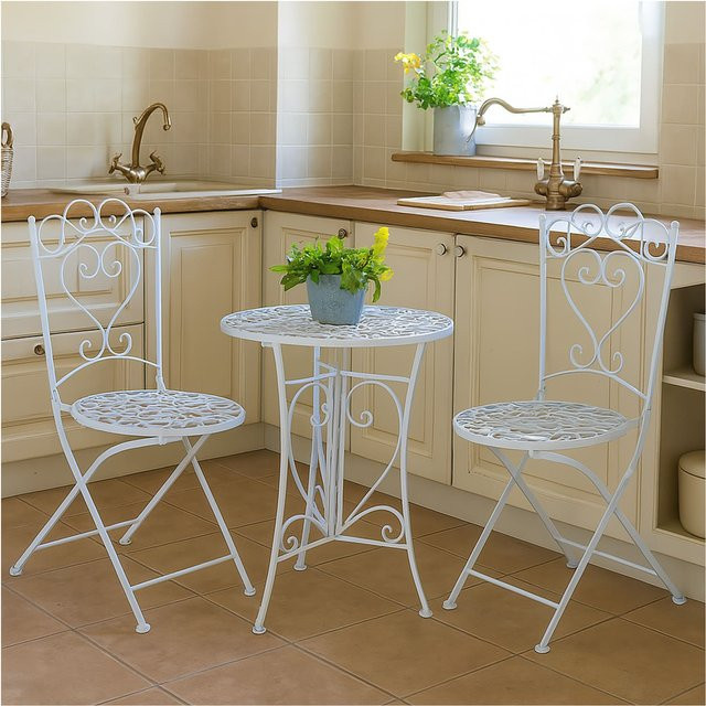 HTI-Living Essgruppe Curly 3-teilig in Creme/Beige aus Metall für dein Esszimmer oder deine Küche - Bild 1