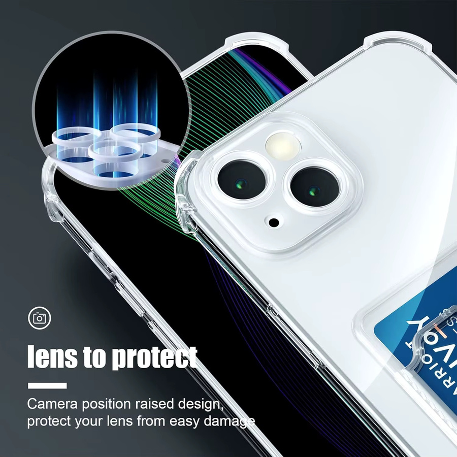 Bolimei Transparente TPU-Handyhülle mit Kartensteckplatz für iPhone 17 16 15 Pro Max 14 Plus 13 12 11 und iPhone 17 Air, Stoßfest und Weich - Bild 3