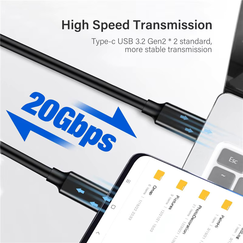 Nephy USB-C Datenkabel Schwarz mit Thunderbolt-Unterstützung für 4K Video und 20Gbps Datenübertragung sowie 240W PD Schnellladung - Bild 3