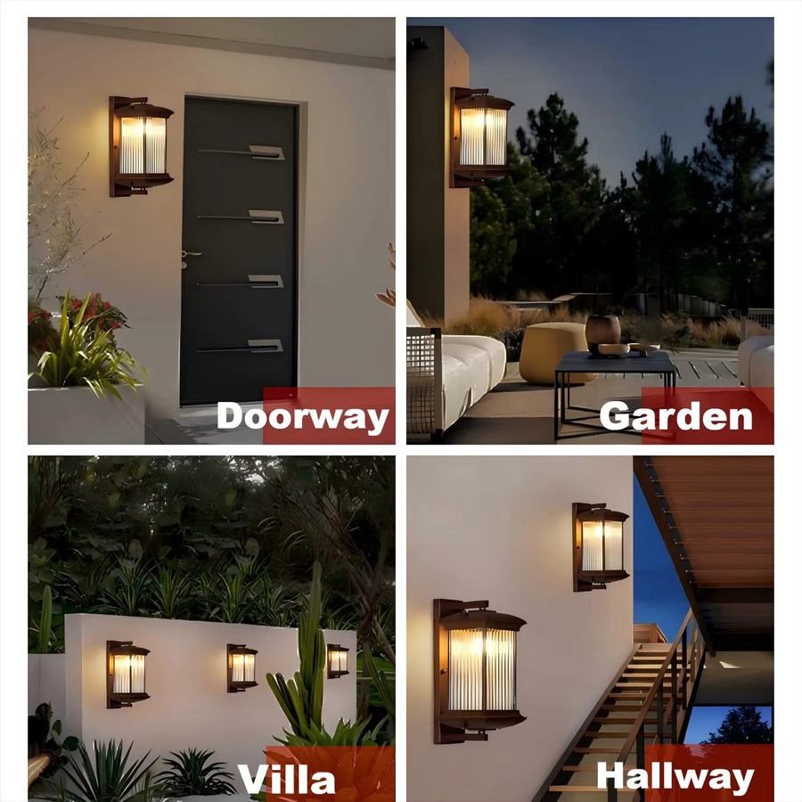 MING&BEN Moderne LED Außenwandleuchte aus Aluminium in Schwarz mit transparentem Glas für Garten und Balkon - Bild 6