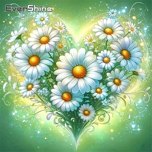 EverShine DIY Kreuzstich Kit Gänseblümchen mit Herz Motiv in Multicolour - Bild 1