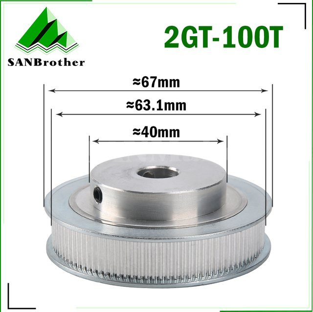 Brother GT2 100T Zahnriemenscheibe Synchron Zahnrad in Silber für 3D Drucker mit verschiedenen Bohrungen und Breiten 6/10mm - Bild 1