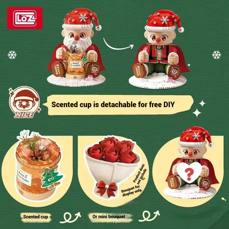 LOZ Mini Bricks Weihnachtsmann mit Champagner als Bastelset und Desktop-Ornament in Mehrfarbig - Bild 3