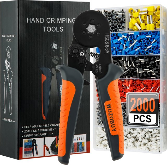 WOZOBUY Sechskant-Crimpwerkzeug-Set für Aderendhülsen AWG23-10 mit Ratsche und selbstverstellbarer Crimpzange - Bild 1