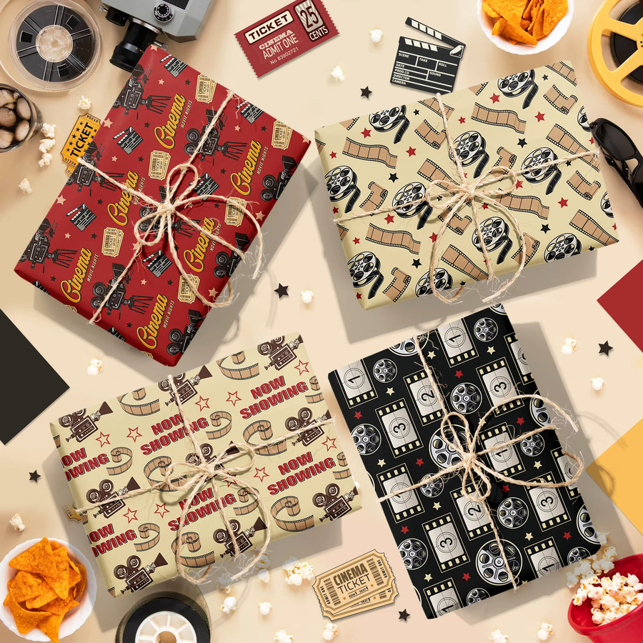 Kino Geschenkpapier für Geburtstagsparty und Dekoration, 6 oder 12 Stück - Bild 3
