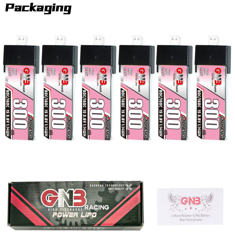 GNB LiPo Batterie 3,8 V 300 mAh 80C/160C für FPV Drohnen wie BetaFPV Beta75X, Happymodel Mobula6 und Mobula7 - Bild 3