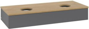 V&B Antao Waschtischunterschrank mit LED-Beleuchtung, Anthrazit lackiert, Eiche Honig, B/T/H: 120 x 50 x 19 cm - Bild 1