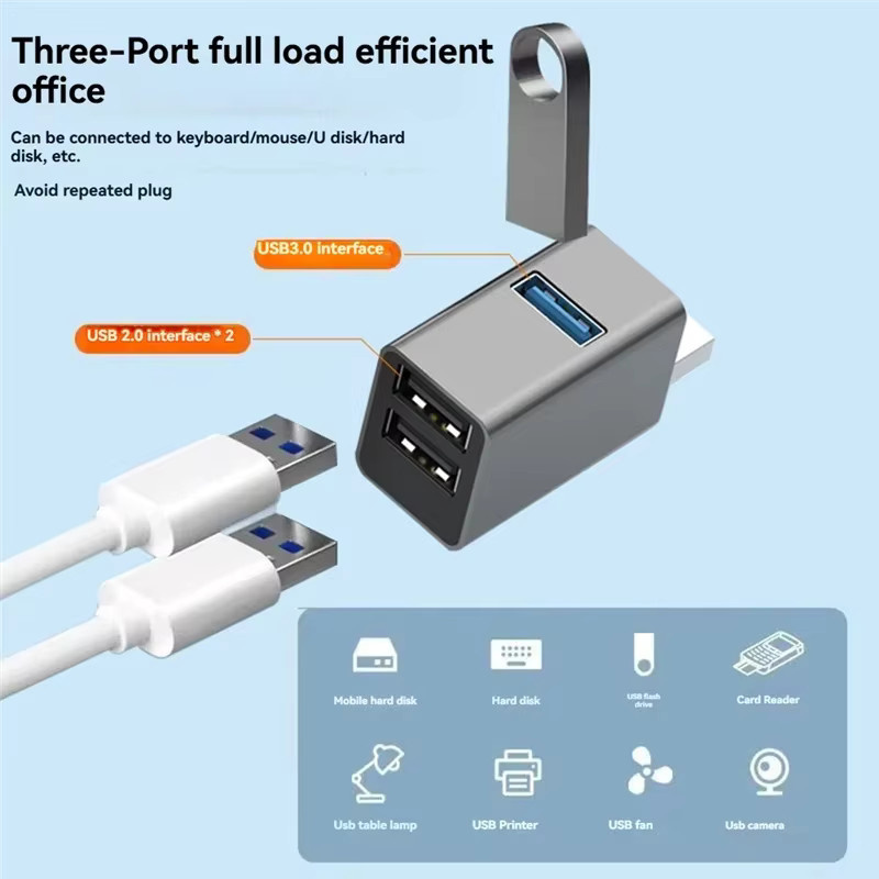 YOLPHA USB-Hub mit 3 Ports als Hochgeschwindigkeits-USB-Adapter für PC, Laptop und Desktop - Bild 2