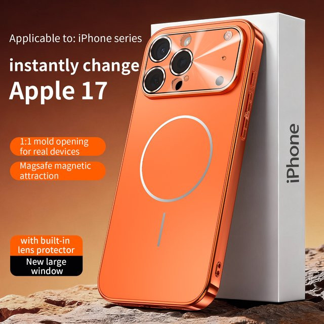 Instant Change 17 MagSafe Handyhülle für iPhone 17 Air 16 15 14 Plus 13 12 Pro Max Magnetische kabellose Lade-Stoßstangenabdeckung in Orange - Bild 1