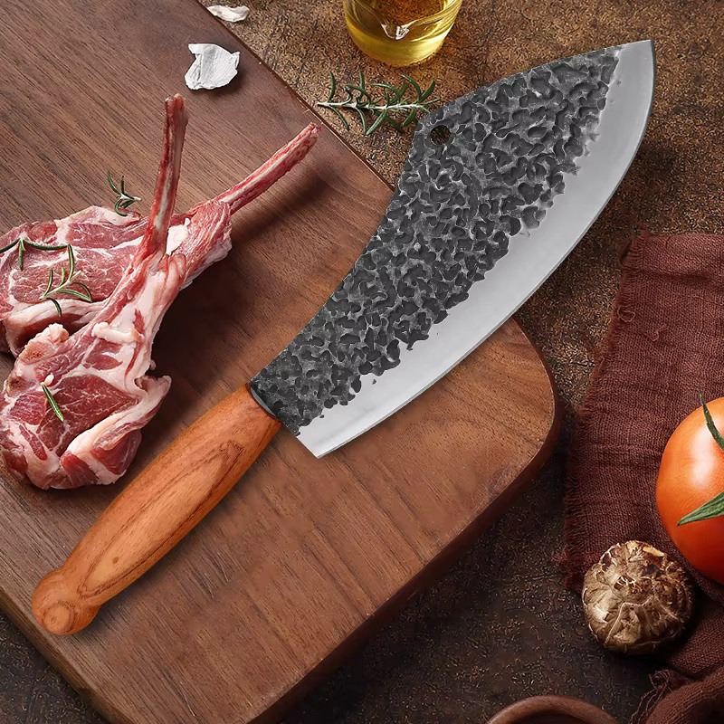 InLeung Handgeschmiedetes Ausbeinmesser mit Holzgriff und silberner Klinge - Bild 3