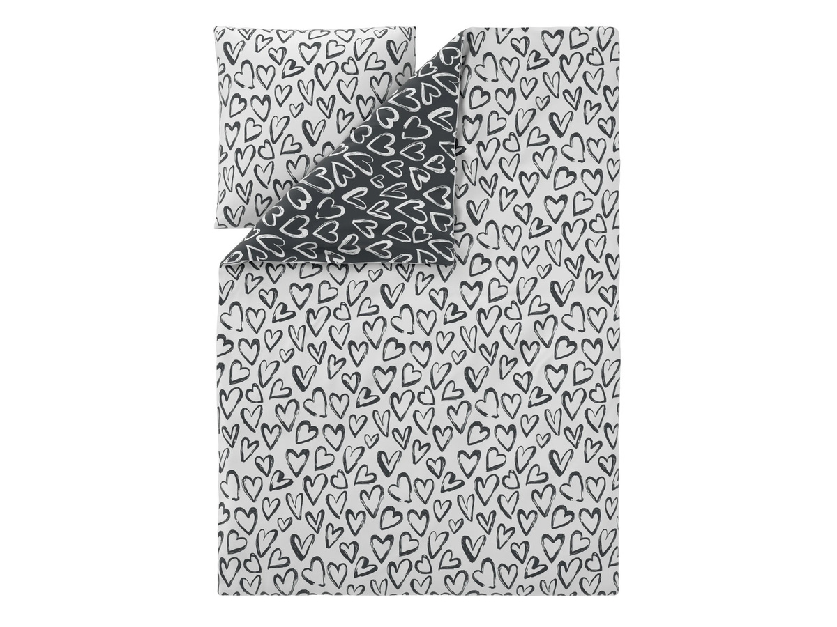 LIVARNO Bettwäsche Edel-Renforcé aus Baumwolle mit Herz-Design, Multicolor, B/H: 135 x 200 cm und 80 x 80 cm - Bild 2