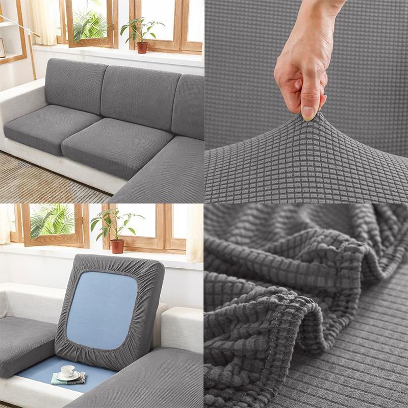 Lellen Wasserdichter Sofabezug mit Karomuster in Beige, elastischer Stretch-Sitzbezug aus Polyester für 1er-Sofas (Breite: 50-63 cm) - Bild 2