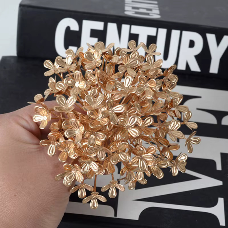MENGHAO Künstliche Hortensien Blumen Köpfe in Gold für Wohnkultur und Weihnachtsdekoration - Bild 3