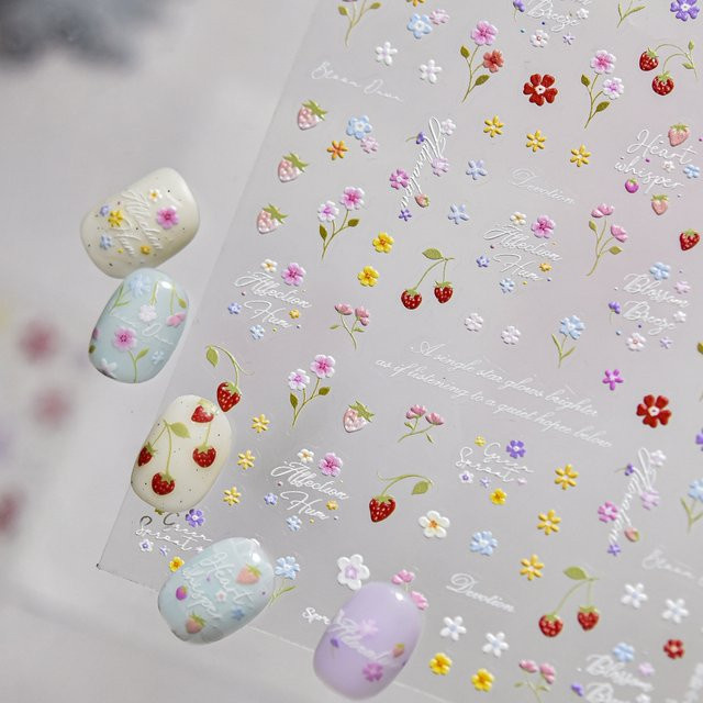 NAILFYOU Nagelkunst-Aufkleber, Blumen und Beeren, Glänzend - Bild 1