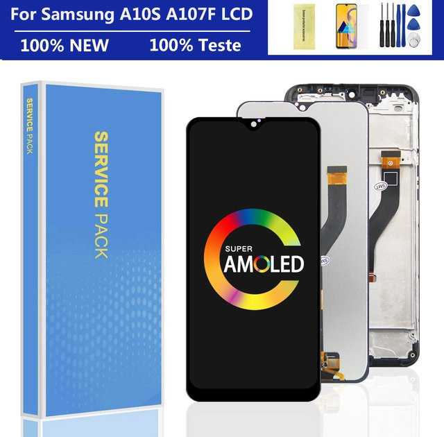 Samsung A10S A107 LCD Display mit Rahmen und Touchscreen in Schwarz, 6,2 Zoll - Bild 1