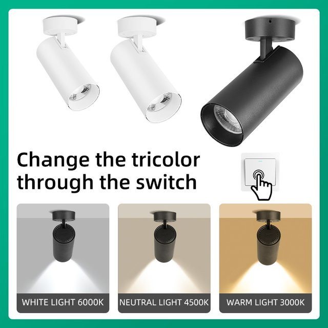 CANMEIJIA LED Aufputz Downlight in Weiß mit dreifarbiger Innenbeleuchtung für Wohnzimmer, Schlafzimmer und Küche - Bild 1