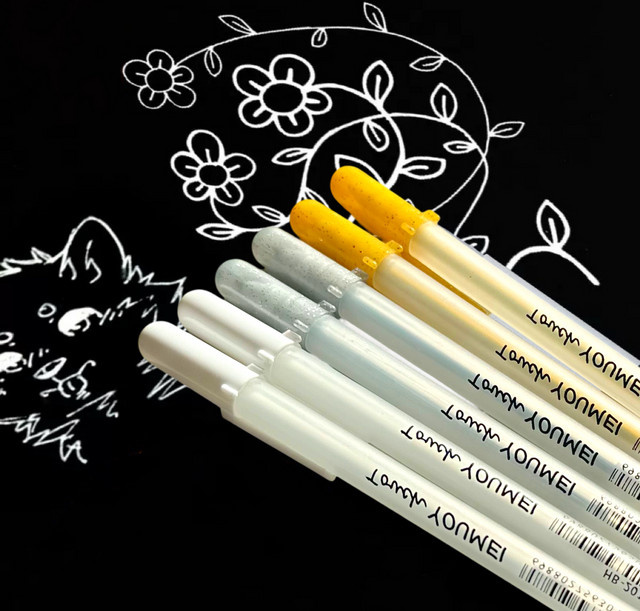 Textmarker für schwarzes Papier, Gelschreiber Set in Weiß, Silber und Gold mit 0,9 mm Spitze für Künstler und Journaler - Bild 1