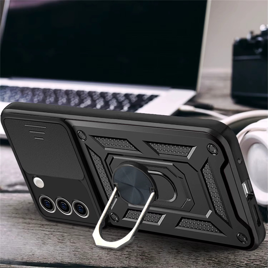 Stoßfeste Cover Armor Schutzhülle für Samsung Galaxy S21 mit magnetischem Ringständer in Schwarz oder Silber - Bild 2