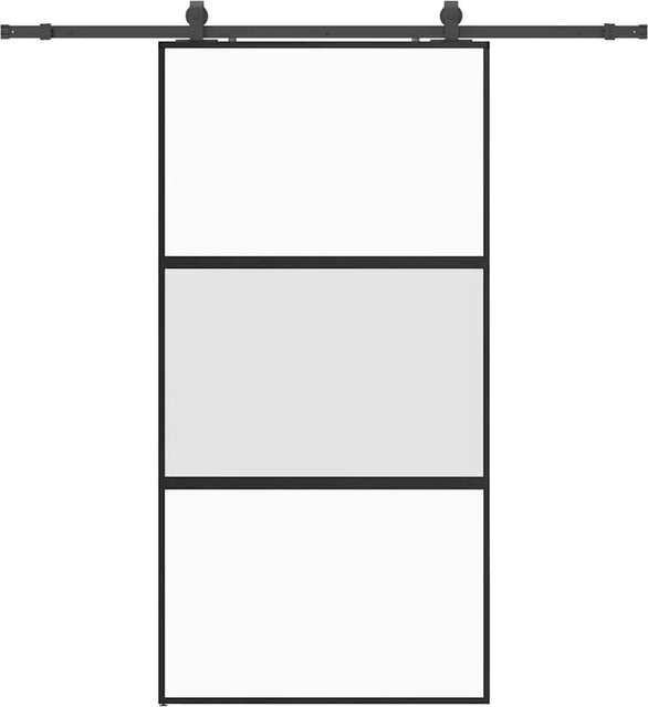 vidaXL Schiebetür aus Hartglas in Schwarz mit Beschlag, B/H: 102,5 x 205 cm - Bild 1