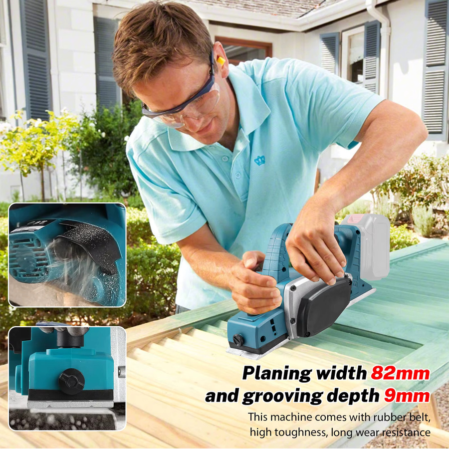 Makita Bürstenloser elektrischer Hobel in Blau, kabelloser Power-Hobel mit 15.000 U/min für Holzbearbeitung und DIY-Möbel - Bild 2