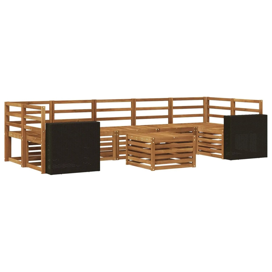 vidaXL Outdoor-Sofagarnitur aus Massivholz Akazie in Braun, 8-teiliges Set im U-Shape mit Latten-Design - Bild 2