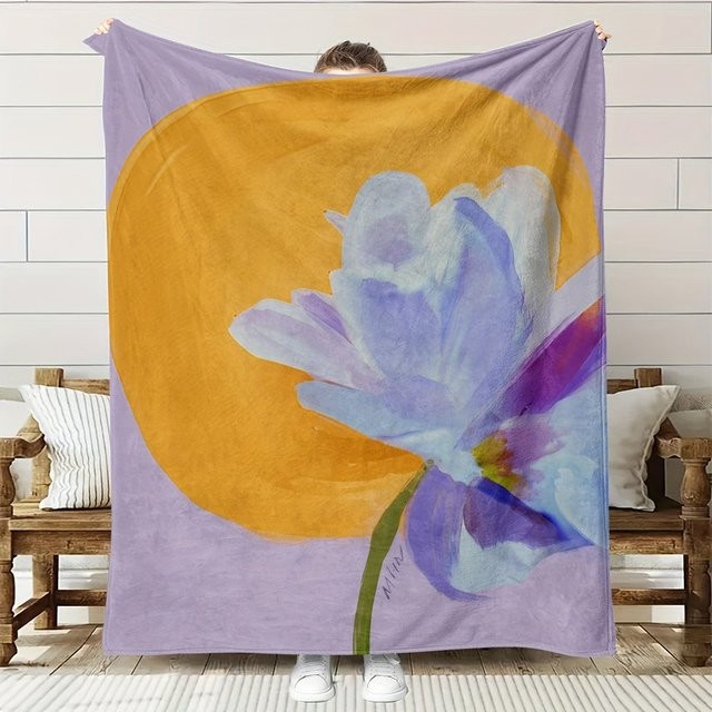 Weiche Fleece-Decke mit floralem Muster in Multicolour, atmungsaktives Polyester für Erwachsene - Bild 1
