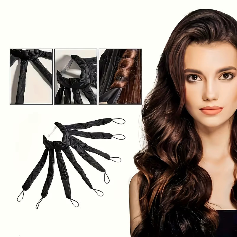 Lockenwickler ohne Hitze, Oktopus-Stil, blau/rosa mit Clip, für langes Haar - Bild 2